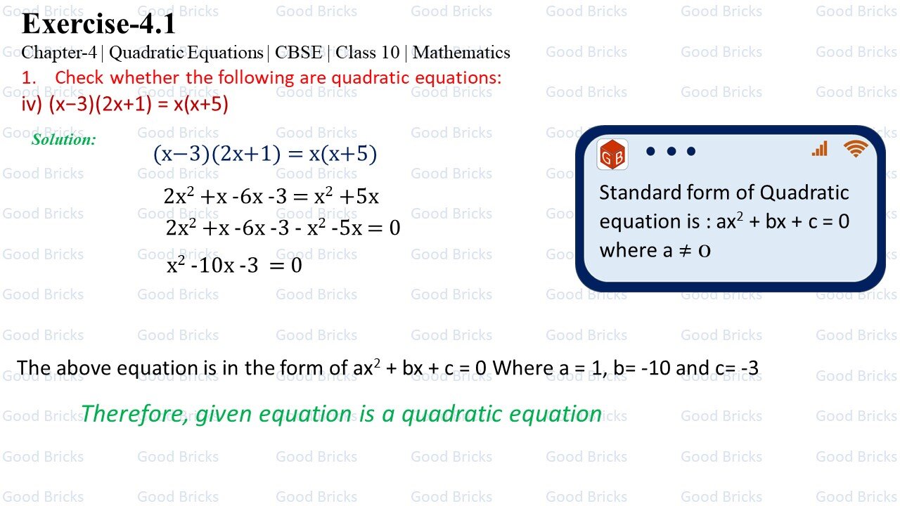 Chapter-4-Quadratic Equations-exercise4.1-1(iv)><br>	
	</div>
	    	
  
  </div>
</div>
<br><br>
<!--feed back and comment starts here-->

<div class=