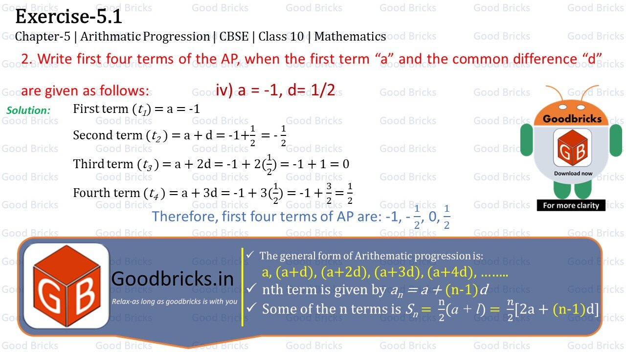 Chapter-5-Arithmatic Progression-exercise5.1-2(iv)